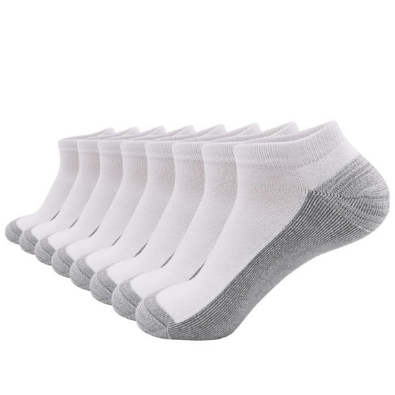 8 Pair Mens Running Cushioned Socks Coft Running Sports Low Cut Socks Athletic Breathable Ankle Tab Socks White