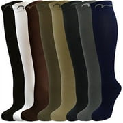 8 Pair Pack Knee-High Youth Compression Socks for Athletics; Basketball, Baseball, Softball, Soccer, Football, Running, Cross Country, MTB, Sports. Gift Set; Assorted Colors, Fits ages 9-16