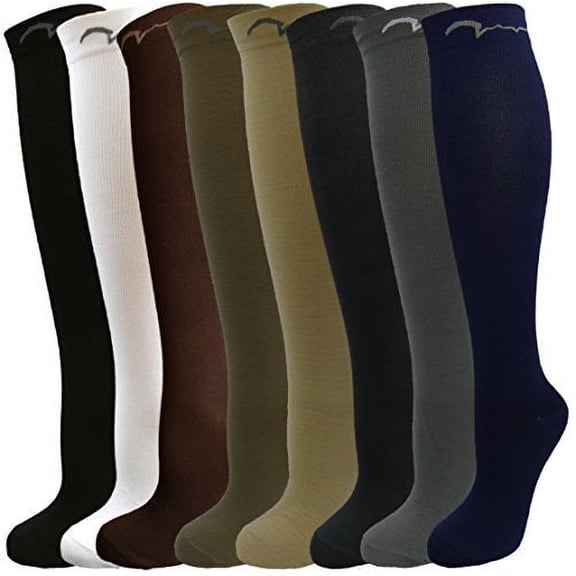8 Pair Pack Knee-High Youth Graduated Compression Socks Long for Sports, Soccer, Football, Baseball, Basketball, Running and Youth Athletics.&nbsp;Boys & Girls Gift Set; Assorted Colors, Fits ages 4-8