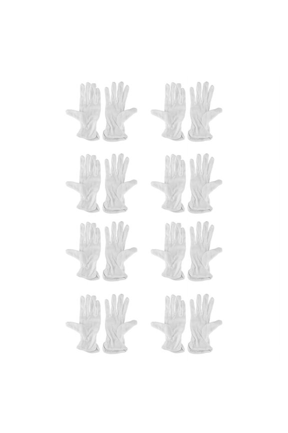 8 Pair Protective Anti-Slip White Cotton Work Driving Gloves
