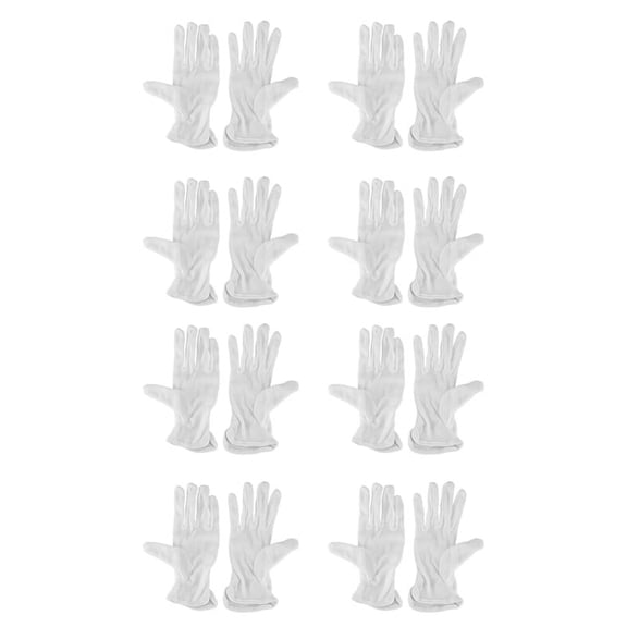 8 Pair Protective Anti-Slip White Cotton Work Driving Gloves