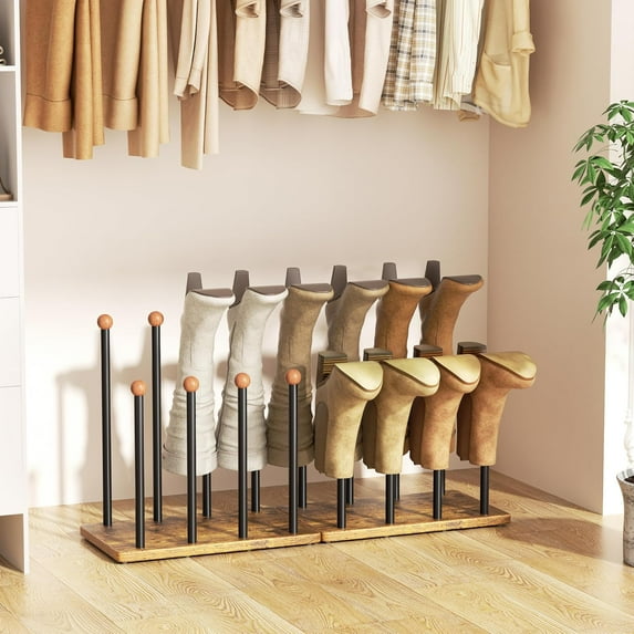 8-Pair Shoe Organizer with Cedar Wood Top and Metal Frame - Free Standing Storage Rack