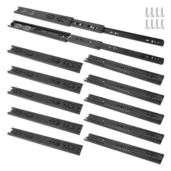 8 Pairs 12 Inch Black Full Extension Drawer Slides, Side Mount Drawer Slides with Screw, Ball Bearing File Cabinet Rails for Kitchen and Office Cabinet