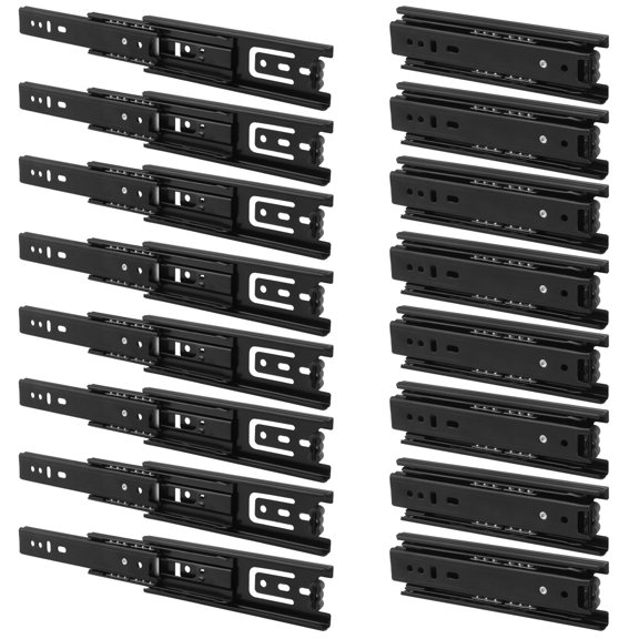 8 Pairs 12 Inch Black Full Extension Drawer Slides, Side Mount Drawer Slides with Screw, Ball Bearing File Cabinet Rails for Kitchen and Office Cabinet