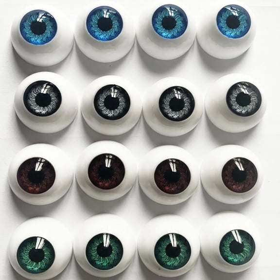 8 Pairs 22mm Half Round Acrylic Eyes, 4 Colors Realistic Fake Eyeballs with Concave Back for Halloween Props, Masks, Dolls, Bears & Crafts  Blue, Gray, Green, Coffee