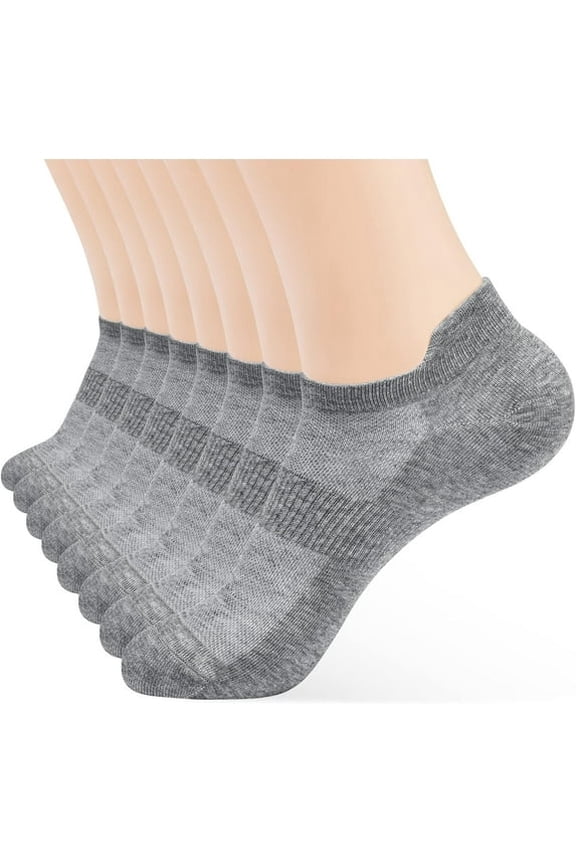 8 Pairs Ankle Socks Thin cotton socks Women's Thin Athletic Running Low Cut No Show Socks With Heel Tab, Gray, L