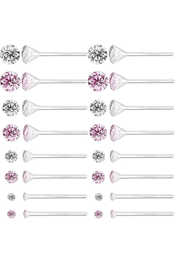 8 Pairs Anti Allergy Plastic Earrings for Sensitive Ears, Cubic Zirconia, Style E4486