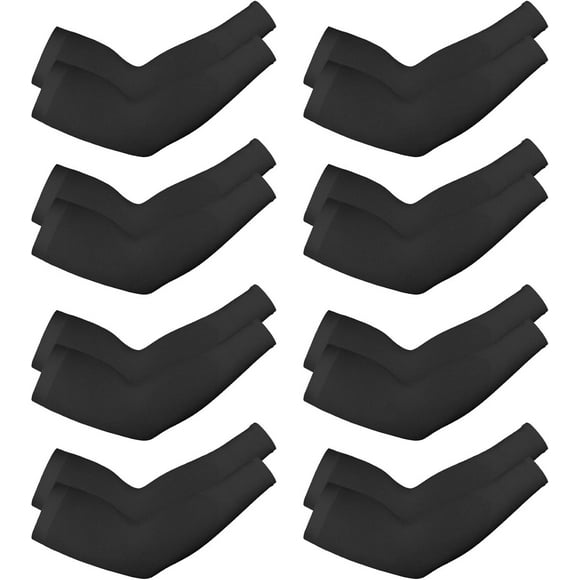 8 Pairs Arm Sleeves UV Sun Protection for Men Women Cooling Tattoo Cover Up Sleeves(Black,Average Size)