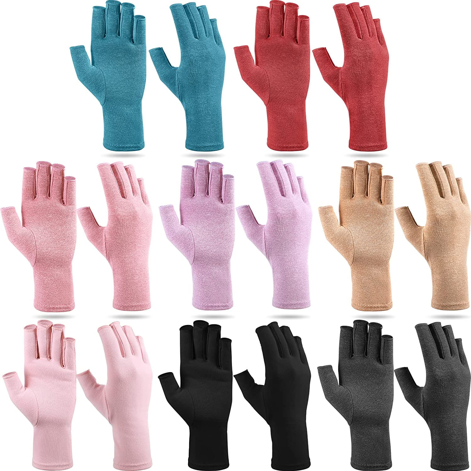 8 Pairs Arthritis Compression Gloves Relieve Muscle Pain Fingerless