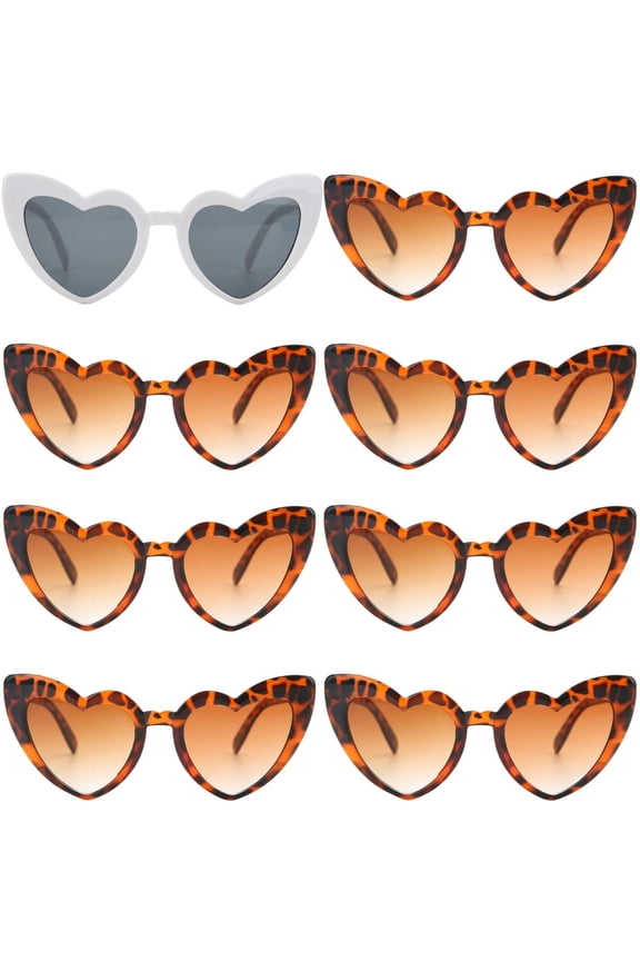 8 Pairs Bachelorette Party Heart Shaped Sunglasses Party Decorations Bridesmaid Proposal Gifts for Women girls