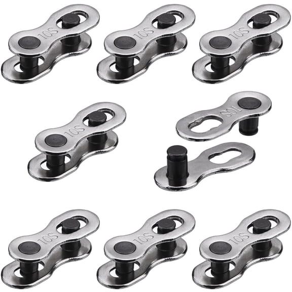 8 Pairs Bicycle Missing Link for 6, 7, 8, 9, 10 Speed Chain, Silver, Reusable (10 Speed)