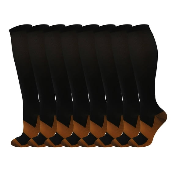 8 Pairs Compression Calf Socks for Men & Women - 15-20mmHg Knee-High,Athletic Support,Running,Travel & Daily Wear