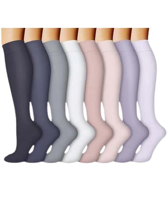 8 Pairs Compression Socks for Men & Women 20-30 mmHg Knee High Nurse Pregnant Running Medical and Travel Athletic