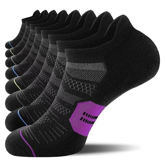 8 Pairs Compression Socks for Men & Women, Low Cut Running Gym Ankle Socks for Plantar Fasciitis, Heel Foot Pain Relief Arch Support (L/XL)