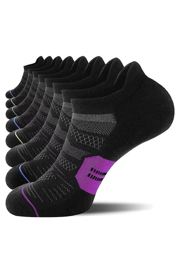 8 Pairs Compression Socks for Men & Women, Low Cut Running Gym Ankle Socks for Plantar Fasciitis, Heel Foot Pain Relief Arch Support (S/M)