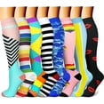 thumbnail image 1 of 8 Pairs Compression Socks for Women & Men Circulation 15-20 mmHg is Best Support for Athletic Running,Hiking, 1 of 6