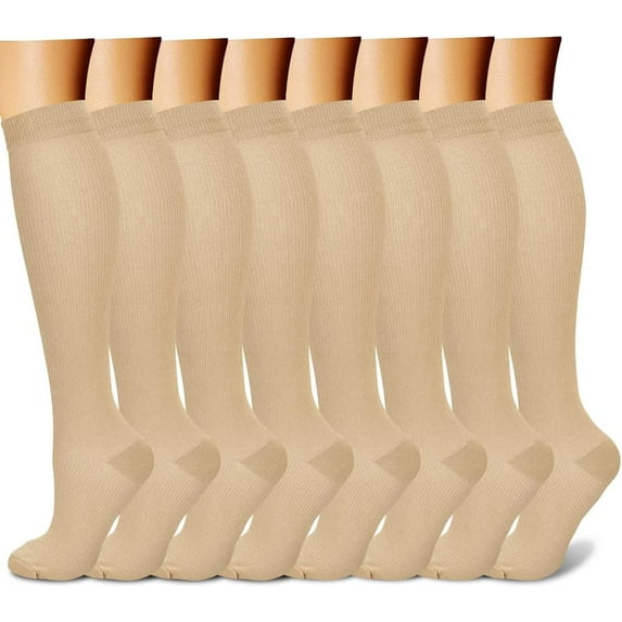 8 Pairs Compression Socks for Women & Men Circulation 15-20 mmHg is Best Support for Athletic Running,Hiking