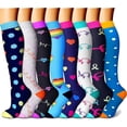 thumbnail image 1 of 8 Pairs Compression Socks for Women & Men Circulation 15-20 mmHg is Best Support for Athletic Running,Hiking, 1 of 6