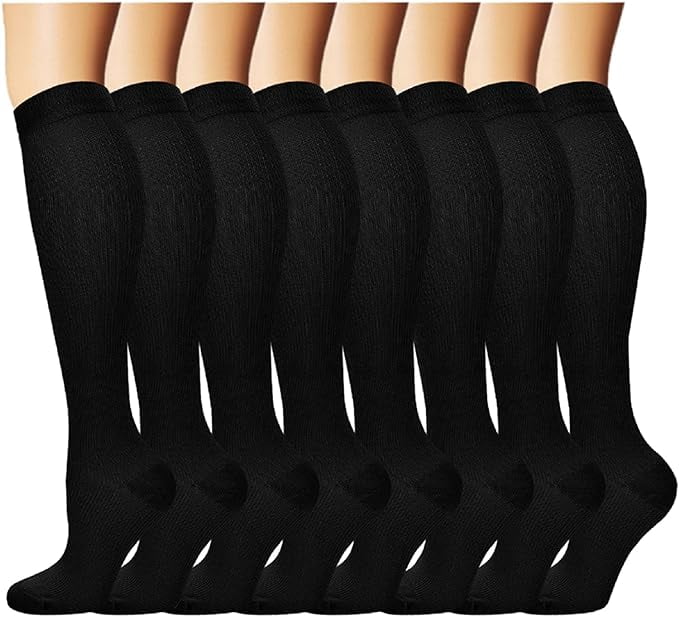 8 Pairs Copper Compression Socks for Men Women Knee Support Hose Medias De Compresion Para Mujer Nurse Nursing School Student Accessories for Work Leg Long Stockings Pregnancy Maternity Travel
