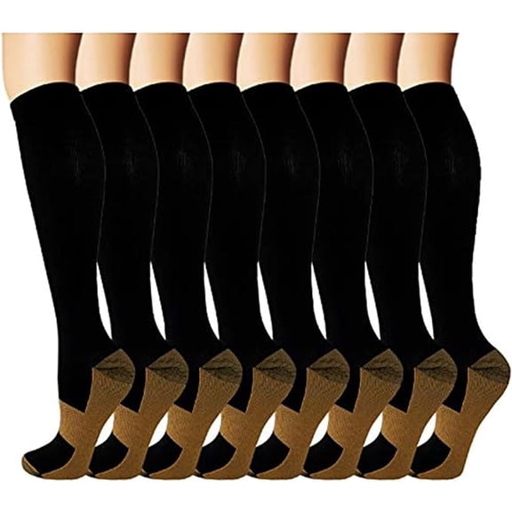 8 Pairs Copper Compression Socks for Men Women Knee Support Hose Medias De Compresion Para Mujer Nurse Nursing School Student Accessories for Work Leg Long Stockings Pregnancy Maternity Travel
