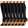 thumbnail image 1 of 8 Pairs Copper Compression Socks for Women & Men Circulation 15-20 mmhg - Better Blood Flow, Swelling, Best Support for Medical, Running, Nursing, 1 of 8
