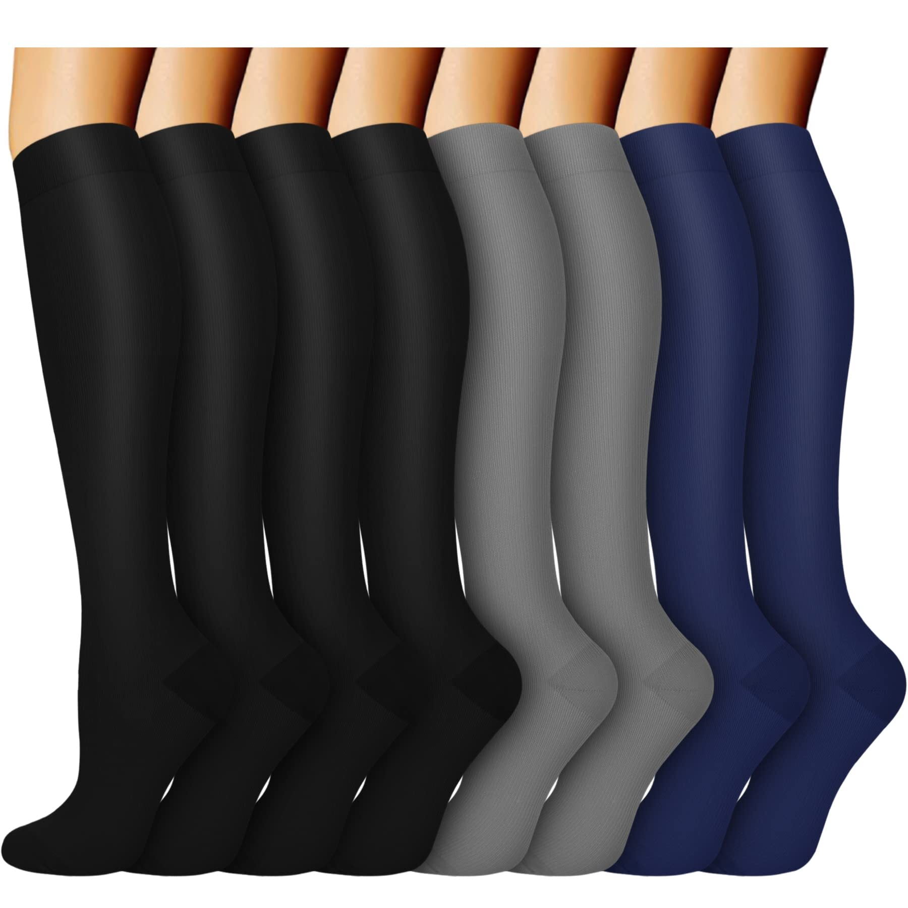 Circulation Copper 8 Pairs Copper Compression Socks for Women & Men Circulation 15-26 mmhg ...