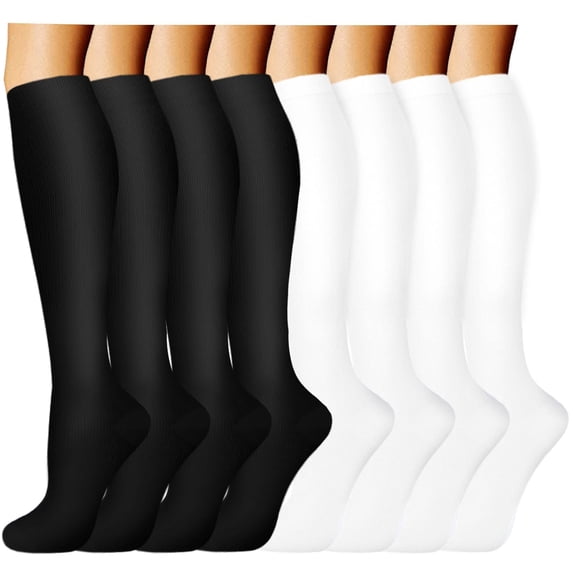 8 Pairs Copper Compression Socks for Women & Men Circulation 15-28 mmhg - Better Blood Flow, Swelling, Best Support for Medical, Running, Nursing