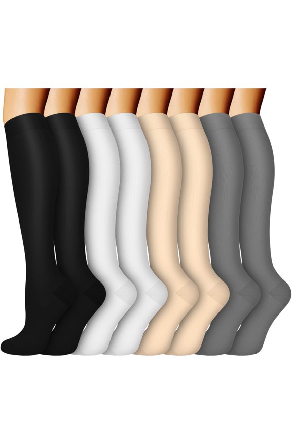 8 Pairs Copper Compression Socks for Women & Men Circulation 15-32 mmhg - Better Blood Flow, Swelling, Best Support for Medical, Running, Nursing