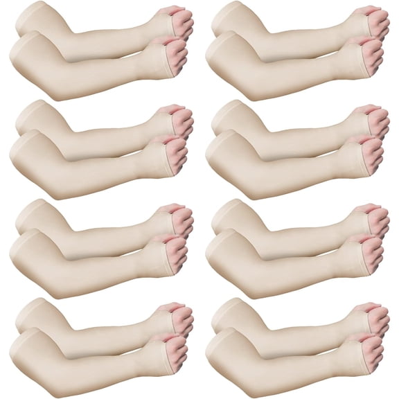 8 Pairs Elderly Skin Protector Sleeves Thin Skin Arm Sleeve Bruise Protective from Abrasions Tear Sun Exposure Compression Bruising Arm Protection Sleeve for Men Women