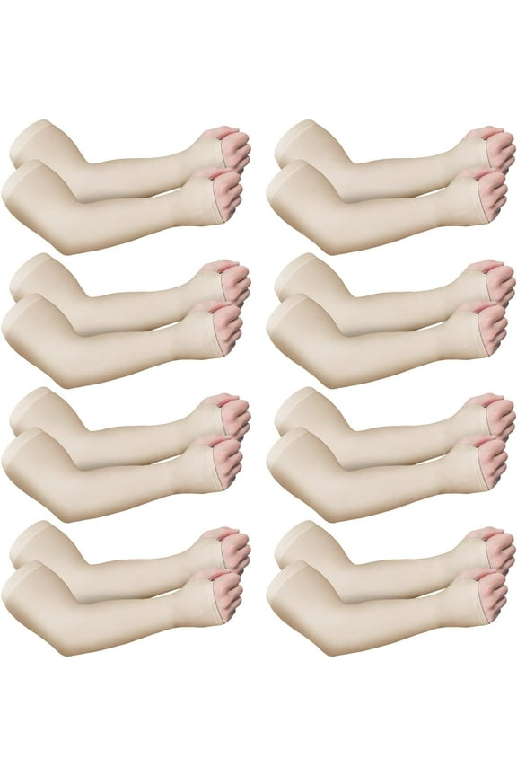 8 Pairs Elderly Skin Protector Sleeves Thin Skin Arm Sleeve Bruise Protective from Abrasions Tear Sun Exposure Compression Bruising Arm Protection Sleeve for Men Women