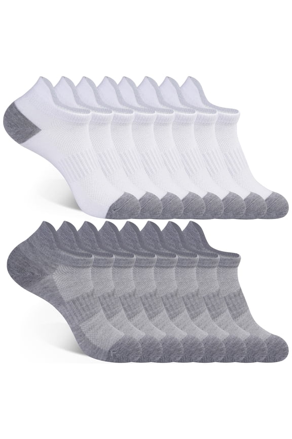 8 Pairs Women's Cushioned Ankle Socks, Low Cut Performance Athletic Socks Size 9-11