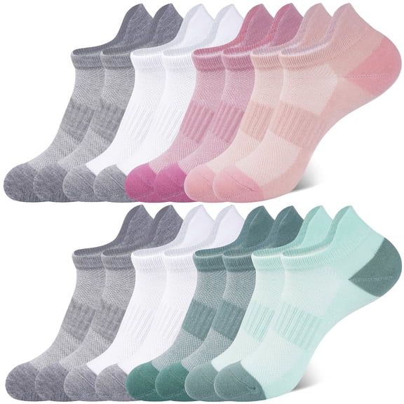 HIALTODAY 8 Pairs Women's Ankle Socks, Low Cut Performance Athletic Socks Size 5-9
