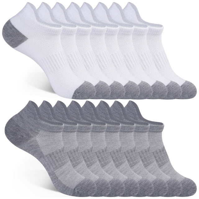HIALTODAY 8 Pairs Women's Cushioned Ankle Socks, Low Cut Performance Athletic Socks Size 5-8