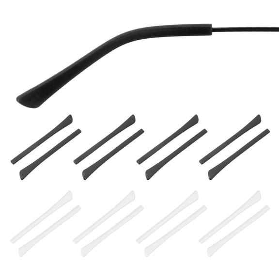 8 Pairs Eye Glass Replacement Temples, Silicone Anti-Slip Eyeglass End Tips Glasses Retainers Fits 1x2mm for Rectangle Thin Metal Eyeglass Sunglasses Temple, Clear