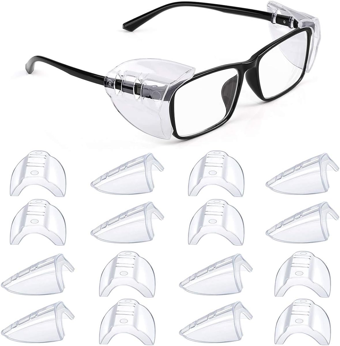 8 Pairs Eye Glasses Side Shields, Flexible Slip on Side Shields for
