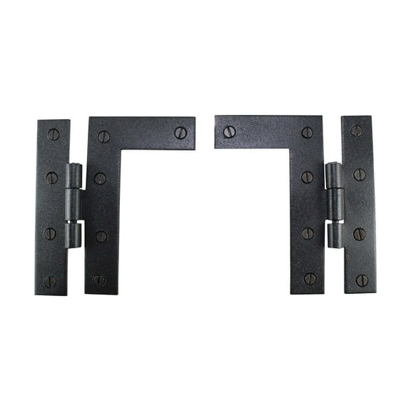Renovators Supply Cabinet Hinges 4.5" Black HL Hinge Pair Left and Right Wrought Iron Kitchen Cabinet Hinge w/Hardware