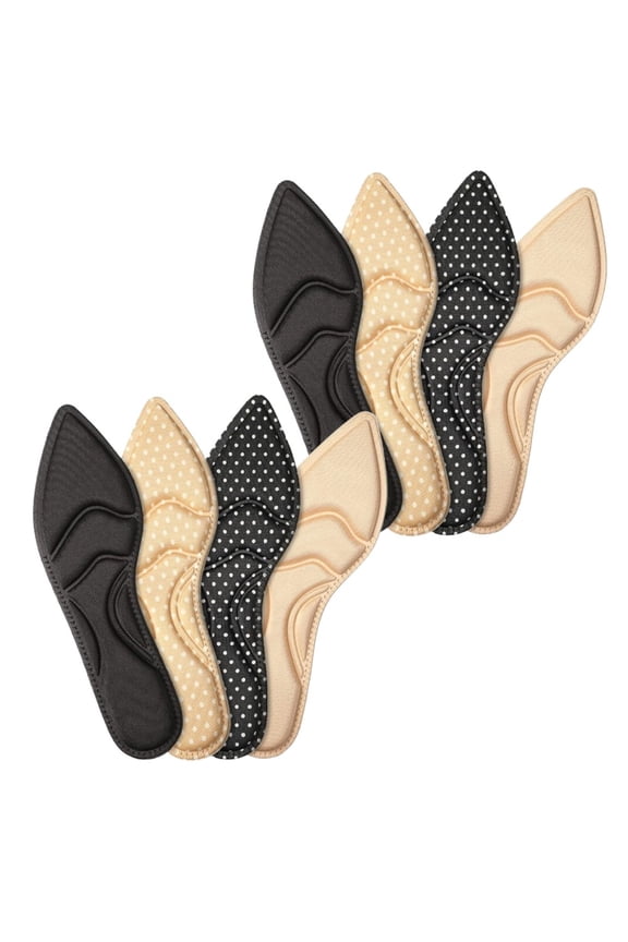 8 Pairs Breathable Shoe Inserts, Ultra-Soft Comfort & Moisture-Wicking, All-Day Pain Relief Foot Cushions for Women, Versatile for Flats, Heels, Boots (Classic Colors)