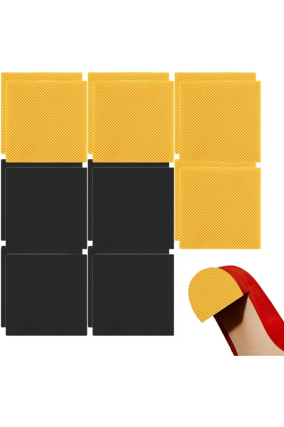 8 Pairs High Heels Patch, 6x6x0.35cm Rubber Boot Heel Replacement Square Sole Repair Tips Stickers Anti Heel Caps High Heel Tread Pad Non Slip Heel Protectors(Black & Yellow)