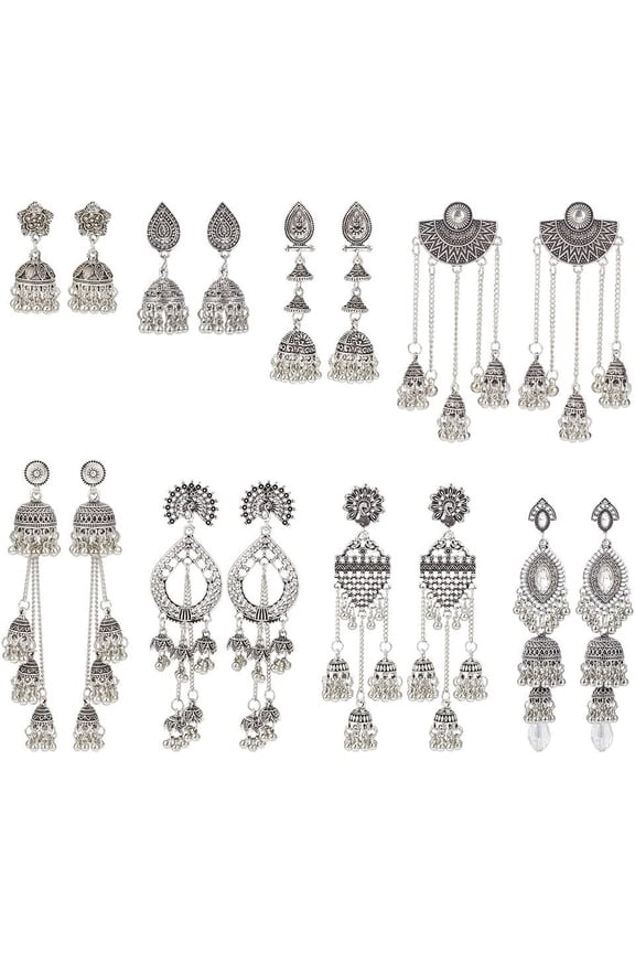 8 Pairs Jhumka Earrings Indian Jhumka Jhumki Ethnic Stud Earring Sets