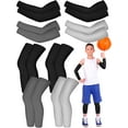 thumbnail image 1 of 8 Pairs Kids Arm Sleeves and Basketball Leg Sleeves Set Non Slip Long Compression Leg Sleeves for Boys Girls Youth, 1 of 1