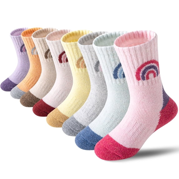 8 Pairs Kids Toddlers Boys Girls Merino Wool Hiking Athletic Thermal Warm Winter Socks