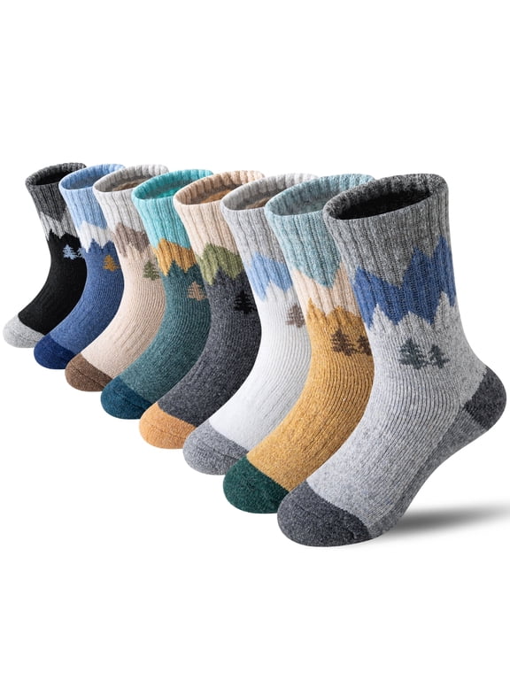 8 Pairs Kids Toddlers Boys Girls Merino Wool Hiking Athletic Thermal Warm Winter Socks