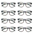thumbnail image 1 of 8 Pairs Ladies Womens Round Big Frame Blue Light Blocking Reading Glasses Spring Hinge Readers +2.00, 1 of 6