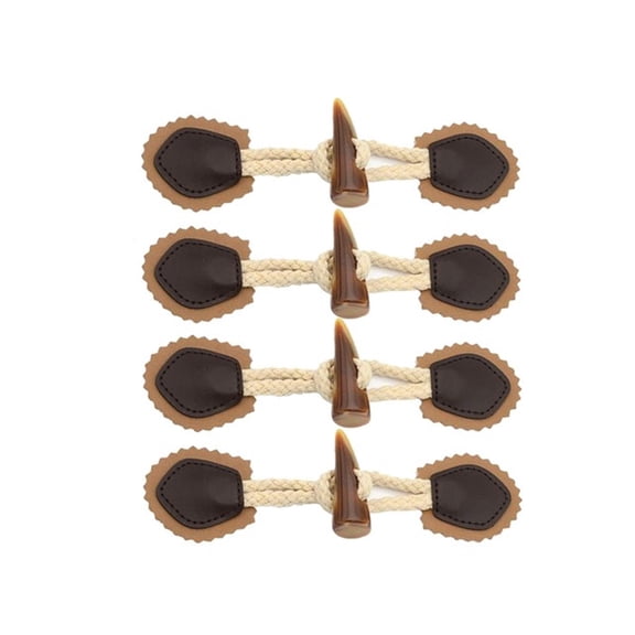 8 Pairs Leather Toggle Closure Buttons for Coat Jacket Shawl Clothes Sewing DIY Apparel