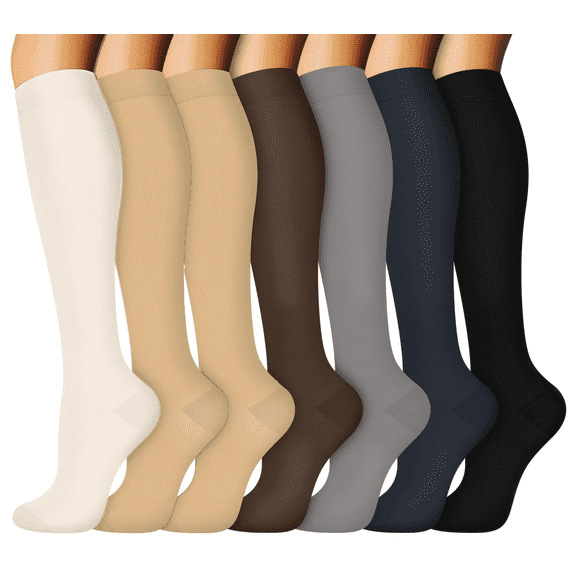 8 Pairs Medical Sport Compression Socks - 15-20mmhg Graduated Knee-High Support for Men & Women, Ideal for Soccer, Running, and Nurses