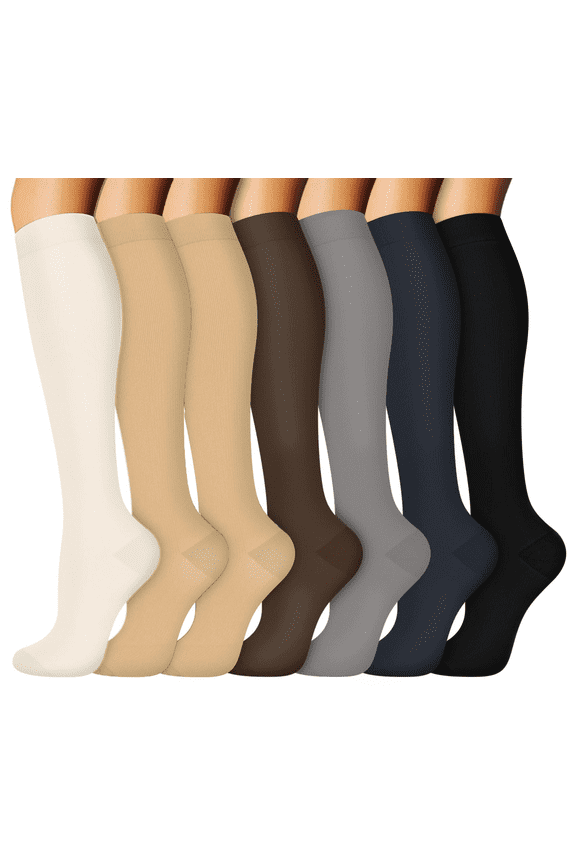 8 Pairs Medical Sport Compression Socks - 15-20mmhg Graduated Knee-High Support for Men & Women, Ideal for Soccer, Running, and Nurses