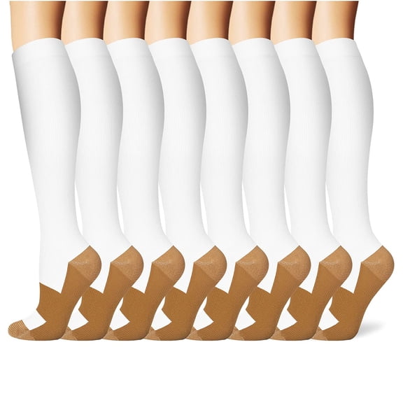 8 Pairs Medical Sport Compression Socks - 15-20mmhg Graduated Knee-High Support for Men & Women, Ideal for Soccer, Running, and Nurses