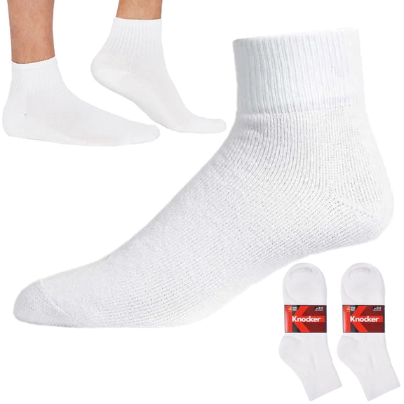 8 Pairs Men Quarter Socks Athletic Cushion Ankle Low Cut Crew Cotton White 10-13