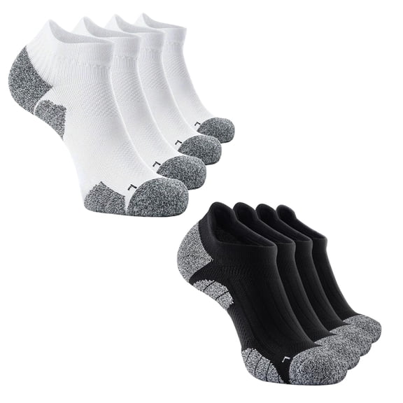 8 Pairs Men's No Show Compression Athletic Socks with Arch Support & Cushioned Sole, Moisture-Wicking for Running, Hiking, Workout