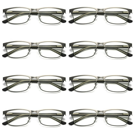 8 Pairs Mens Metal Frame Spring Hinge Blue Light Blocking Reading Glasses Readers +4.00